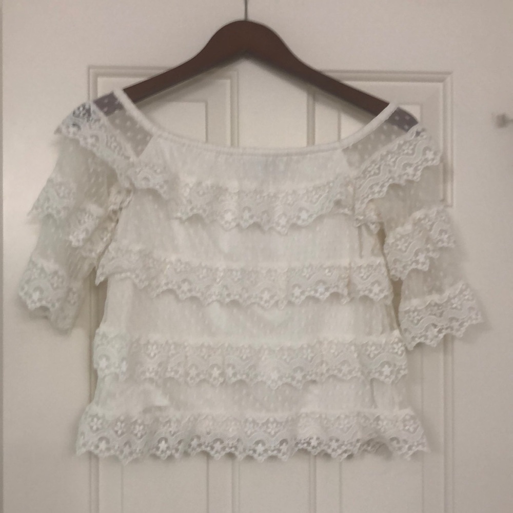 Express White Lace Top Size Small